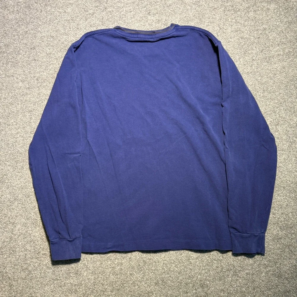 Polo Ralph Lauren Knit Long Sleeve T-Shirt Blue Pique Cotton Pony Logo Large